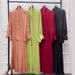 Women's Clothing Modest Abaya Dress– Premium Polyester-Spandex Blend Long Sleeve Set With Adjustable Tie Detail, Wrinkle-Resistant Office Wear_ecoleips.com