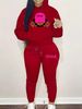 Women's Autumn And Winter Casual Fashion Letter Pattern Printed Thick Velvet Warm Hooded Sweatshirt+sweatpants Set-675_ecoleips.com