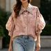 Women's Clothing Casual Blouse High End Rhinestone Embellished Slimming Trendy Top_ecoleips.com