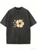 Women's Loose Fit Vintage Tee, Washed Finish Short Sleeve Top, Comfortable Casual Wear For Daily Activities_ecoleips.com