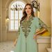 Verve New Muslim Women's Long Robe With String Embroidery Craft Dubai Travel Casual Dress_ecoleips.com