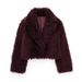 Luxury Faux Fur Coat – Wine Red Short Jacket, Oversized Fit, High-End Velvet-Like Texture, XS-L, Fashionable Streetwear Essential_ecoleips.com