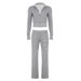 New European And American Style Solid Color Comfortable Versatile Sports Suit With Frayed Hem Slim-fit Sweatshirt +_ecoleips.com
