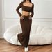 Voya Women's 2026 Spring/Summer New Collection Simple And Elegant Fashion Set Short Top Long Skirt Two Piece Set_ecoleips.com