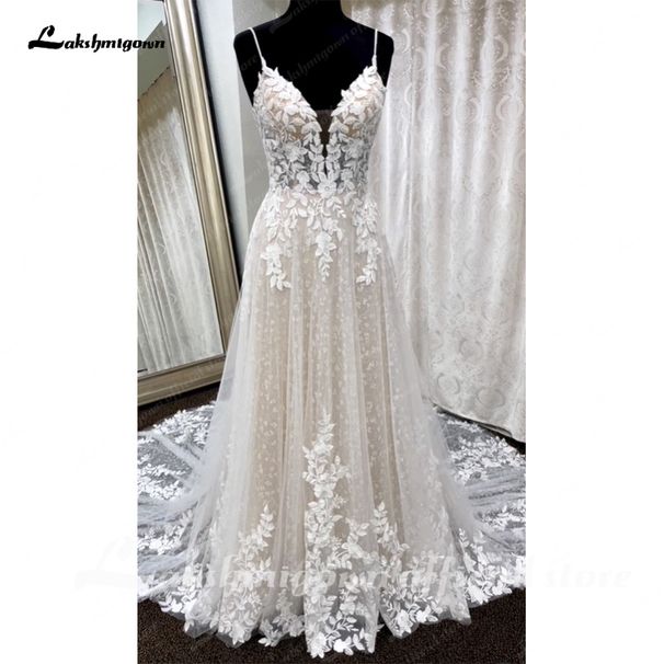 Women's Clothing Bridal Light Wedding Dress V Neck Sling Main Wedding Dress Lace Heavy Work Dress Female_ecoleips.com
