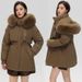 Women's Short Puffer Jacket With Faux Fur Trim, Winter Coats For Petite Women, Thickened Workwear Style Parka, Casual Outerwear _ecoleips.com