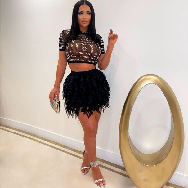 Women's Clothing sexy slim see through hot diamond two piece suit nightclub clothes_ecoleips.com