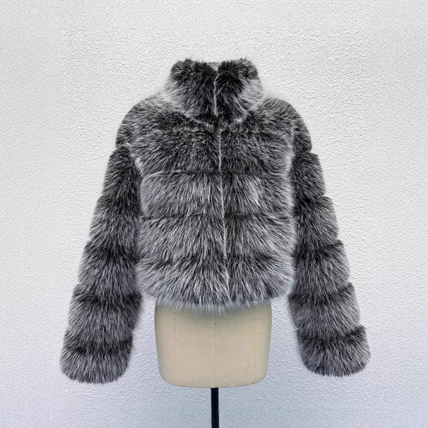 Plus Size Faux Fur Coat Women's Winter Fashion Jacket – Eco-Friendly Fox Fur Stand Collar, Long Sleeve, Casual Outerwear (S-XXXXL, Multiple Colors)_ecoleips.com