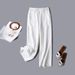 Suitable For All Seasons Italian Women's Fashion Draped High-Waisted Straight-Leg Linen Cotton Wide-Leg Pants_ecoleips.com