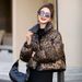Fashion Leopard Print Short Jacket For Women Winter New Stand Collar Rhinestone Shiny White Duck Down European Version_ecoleips.com