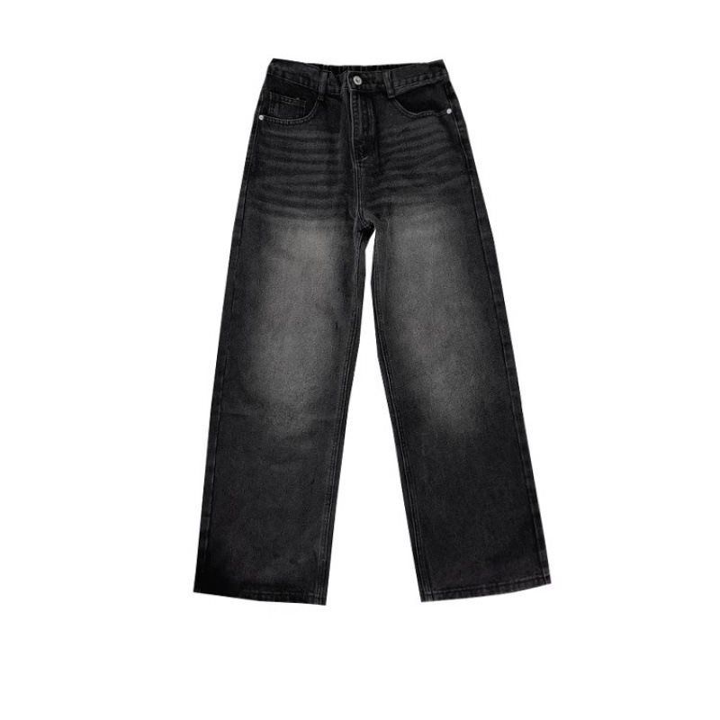 American Retro Wide-Leg Jeans For Women, Autumn New High-Waisted Loose Fit, Slimming Straight-Leg Draped Floor-Length_ecoleips.com