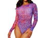 Aria Basics Russian Sexy Mesh Printed One-piece Bikini Long-sleeved Sun-protective Swimsuit For Women_ecoleips.com