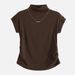 "Half-High Collar Slim Fit T-Shirt – Short Sleeve Blouse With Flutter Sleeves For Women"_ecoleips.com