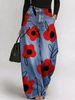 Women's Loose Fit Printed Denim Jeans Comfortable Wide Leg Trousers For Casual Wear_ecoleips.com