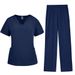 Women’s Clothing Meoexin Plus Size Washing Clothes Thin Quick Drying V Neck Straight Pants Female Nurse Uniform Nurse Uniform_ecoleips.com