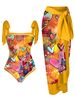 2026 Printed One Piece Swimsuit Women & Beach Skirt 2 Pieces Swimwear Female Sexy Bathers Bathing Swimming Swim Suit Beachwear_ecoleips.com