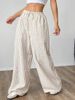 Women's Minimalist Color-Block Texture Pants With Padded Pockets Slim Waist Versatile Pleated Casual Fashion_ecoleips.com