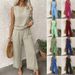 Women's Casual Elegant Sleeveless Two Piece Set Solid Color Hollowed out Floral Patchwork Suit European American Style_ecoleips.com