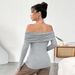 Voya New European And American Sexy Off Shoulder One Neck Slim Knit Long Sleeved Fashionable Top For Women's Clothing_ecoleips.com