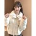 girl Girl Girl Korean Style Sweet Wave Point Down Cotton Women's Fashion Loose Coat Autumn Winter Warm Student Puffer Jacket_ecoleips.com