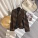 Coffee Color Herringbone Woolen For Women, Autumn Design Sense, Niche Street Style, Elegant Small Blazer_ecoleips.com