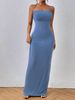 Elegant Solid Color Backless Slim Cami Dress Super Flattering & Stylish Perfect For Daily Commute Dates & Trips_ecoleips.com