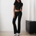 Voya Female Lead Hot Girl Explosive Casual Fashion Set Solid Color Versatile Short Sleeved Pants Two-piece Set_ecoleips.com