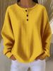 Spot Goods Women's Fashionable Round Neck Waffle Knit Pullover Top Solid Color Loose Fit Autumn/Winter New_ecoleips.com