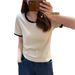 The 2026 Color-Coordinated Short-Sleeved T-Shirt With A U-Shaped Neckline And Straight Shoulders Is A Stylish, Versatile_ecoleips.com