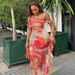 Women's Printed Slimming Bodycon Dress European American Style Asymmetrical Neck Sleeveless Strapless Long Dress_ecoleips.com