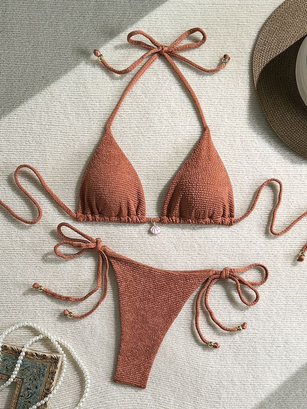 Women's Sexy Bikini Set – Adjustable Triangle Top & High-Cut Thong Bottom | Minimalist Swimwear For Beach & Pool_ecoleips.com