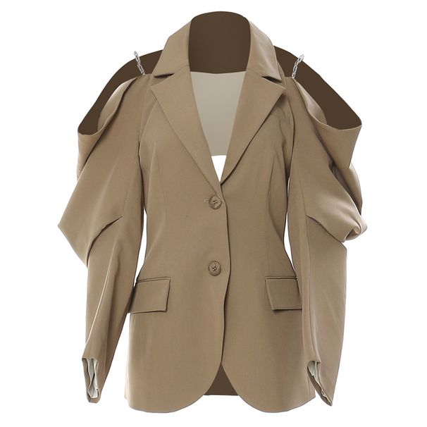 New Strapless Chain Design Irregular Suit Jacket_ecoleips.com