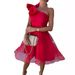Women's Clothing New Women's One Shoulder Sleeveless Mesh Splicing Large Swing Dress Skirt_ecoleips.com