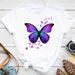 European And American Cross-border Foreign Trade Women's Clothing, Colorful Butterfly Print Round-neck Short-sleeve_ecoleips.com