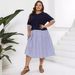 Women's Clothing New Large Size Women's Clothing Knitted Round Neck Splicing Striped Fat MM Waist Dress_ecoleips.com