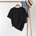 Women's Casual Round Neck Short Sleeve T-Shirt Multi-Color American Style Simple Fashionable Sports Top Solid Printed Loose Fit_ecoleips.com