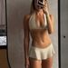 Retro Plaid Color Blocked Bikini Dress Two Piece Set Sexy Alluring Slimming Beach Vacation Swimsuit for Women_ecoleips.com