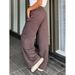 Women's Casual Drawstring Pants American Minimalist Style Solid Color Loose Trendy Straight Leg Elastic Waist Versatile Slimming Long Trousers_ecoleips.com