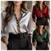 independent Site Cross-border New Spring And Autumn Slim-fit Long-sleeve Leopard Print Round-neck Satin Patchwork_ecoleips.com