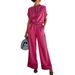 Summer Minimalist Resort Style Short Sleeve Top And Black Trimmed Wide Leg Pants Set Products_ecoleips.com