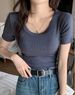 Crew Neck Short-sleeved T-shirt For Women's Summer Outer Wear, Undershirt Inside, Solid Color Comfortable Breathable Top_ecoleips.com