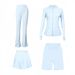 Women's Four Piece Set Slim Fit Elastic Fit Sports Yoga Jacket Flared Pants Shorts Skirt Sportswear_ecoleips.com