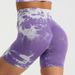 Women's Clothing Summer New Fitness Pants Tied And Bleached High Waisted Three Point Shorts Hip Raising Sports Tie Dyed Yoga Pants_ecoleips.com