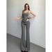 Sexy Retro Sporty Casual Outfit For Women In Summer, Featuring Cardigan With A Halter Neck Top And High-waisted Long_ecoleips.com