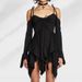 Women's Sexy Off Shoulder Long Sleeve Halter Asymmetrical Mini Dress – Halloween Costume Party Gown_ecoleips.com