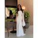Elegant One-Shoulder Flowy Maxi Dress - Stretchy Polyester Blend, Slit Detail, Flattering Fishtail Hem For Women_ecoleips.com