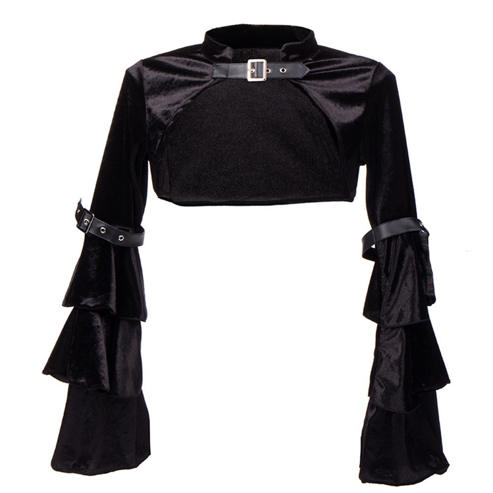 Women's Clothing Short slim dress coat Women's long sleeved small cape waistcoat Spring and autumn casual velvet small outerwear top_ecoleips.com