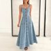 Women's Clothing New Denim Mid Length Dress Backless Sling High Waist Long Skirt Temperament Commuting_ecoleips.com