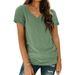 2026 Spring/Summer Wish Best-Selling European And American New Short-Sleeve V-Neck T-Shirt Tops Cross-Border_ecoleips.com
