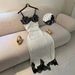 Women's Polka Dot Spaghetti Strap Maxi Dress Black Lace Trim V Neck High Slit Summer Vacation Style Dress_ecoleips.com